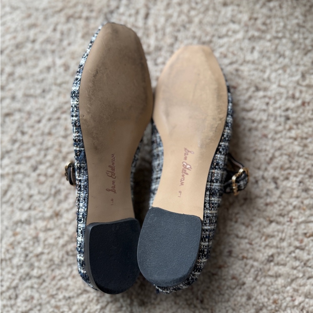 Sam Edelman Black and White Tweed Mary Jane Flats - Picture 4 of 4